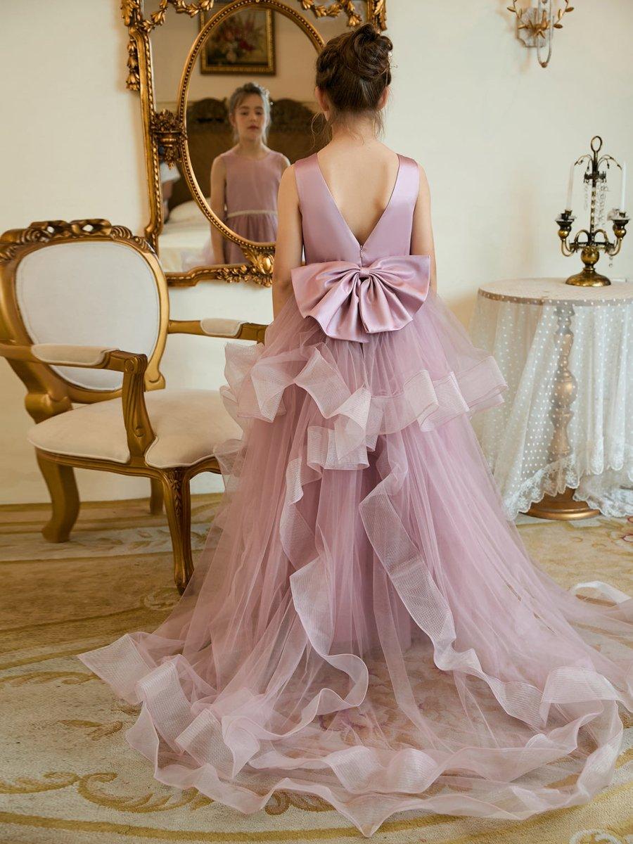 Ball-Gown/Princess Satin Tulle Floor-length Flower Girl Dress - photo 1