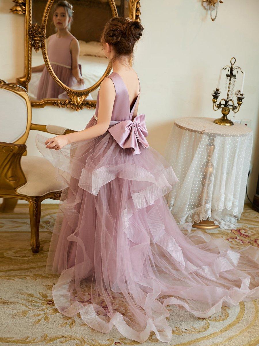 Ball-Gown/Princess Satin Tulle Floor-length Flower Girl Dress - photo 4