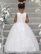 Ball-Gown/Princess Satin Tulle Floor-length Flower Girl Dress - photo 3