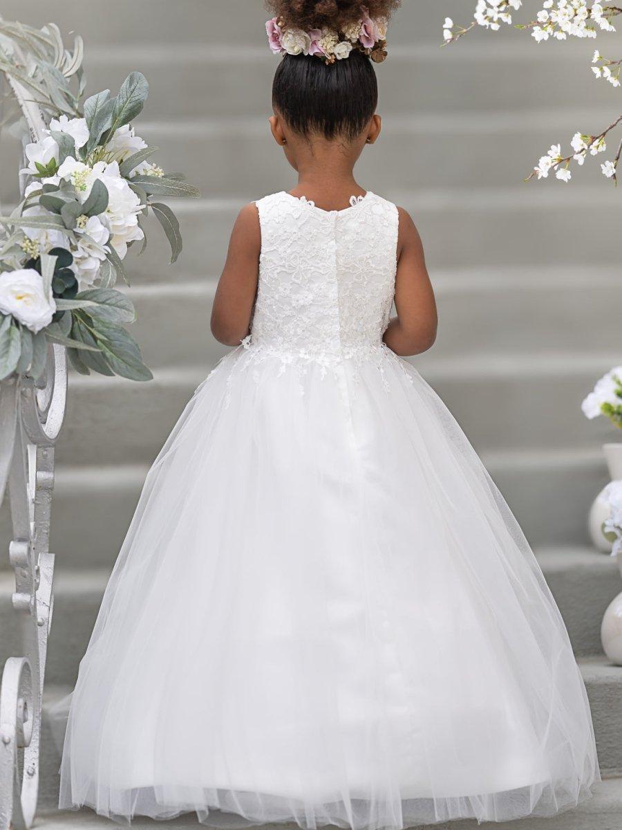Ball-Gown/Princess Satin Tulle Floor-length Flower Girl Dress - photo 3