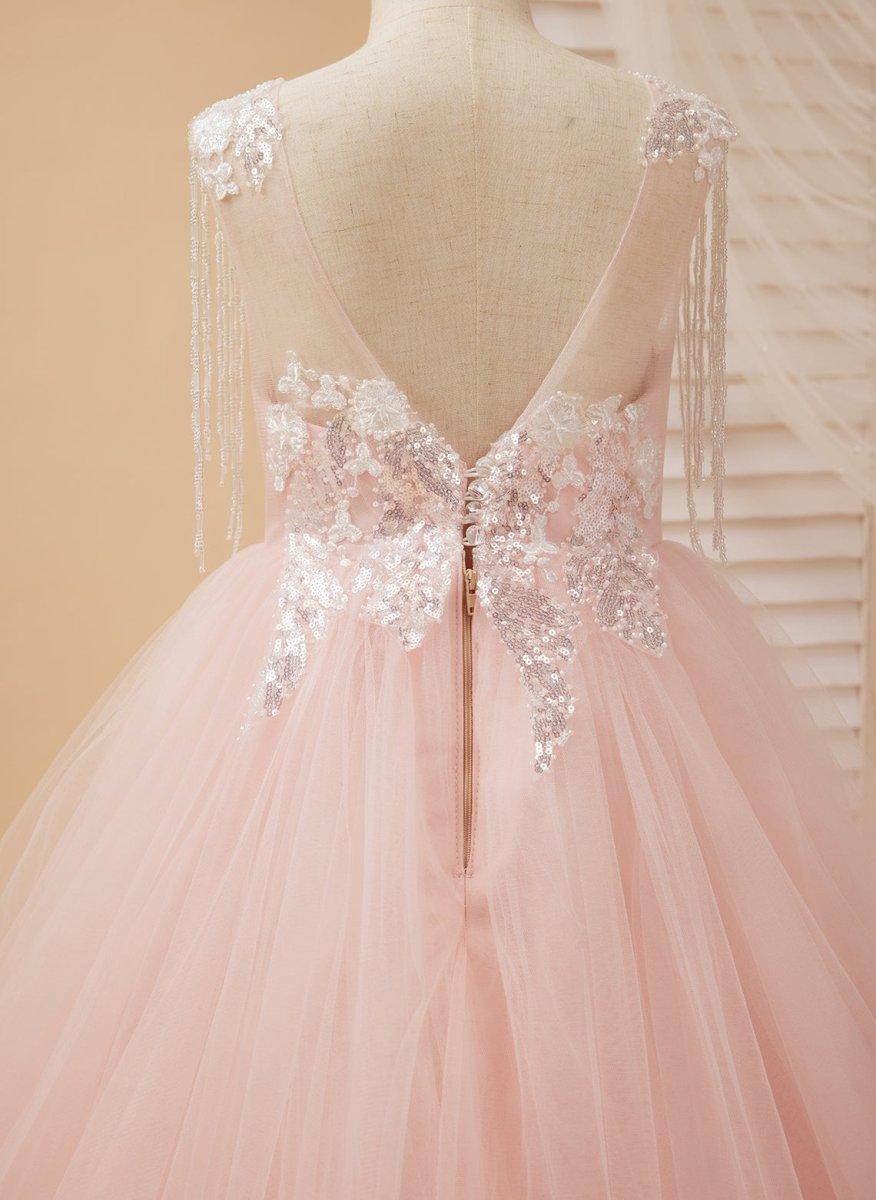 Ball-Gown/Princess Satin Tulle Floor-length Pink Flower Girl Dress - photo 3
