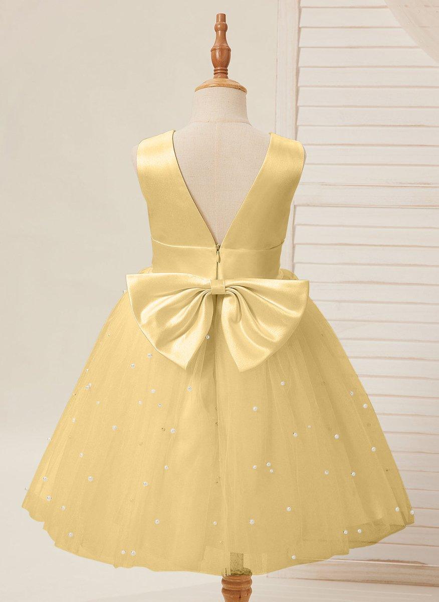 Ball-Gown/Princess Satin Tulle Knee-length Flower Girl Dress - photo 3