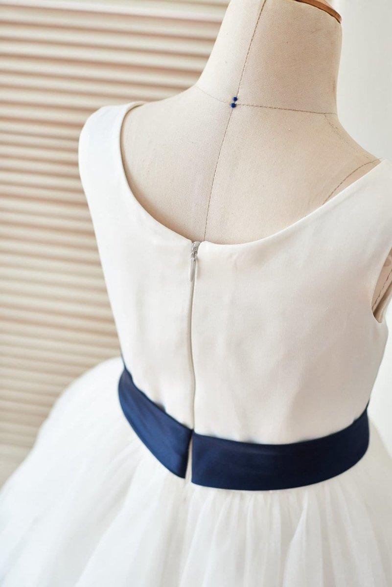 Ball-Gown/Princess Satin Tulle Knee-length Flower Girl Dress - photo 4