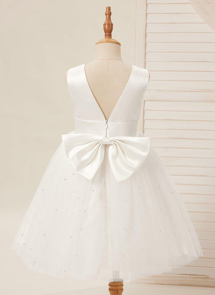 Ball-Gown/Princess Satin Tulle Knee-length Flower Girl Dress - photo 2