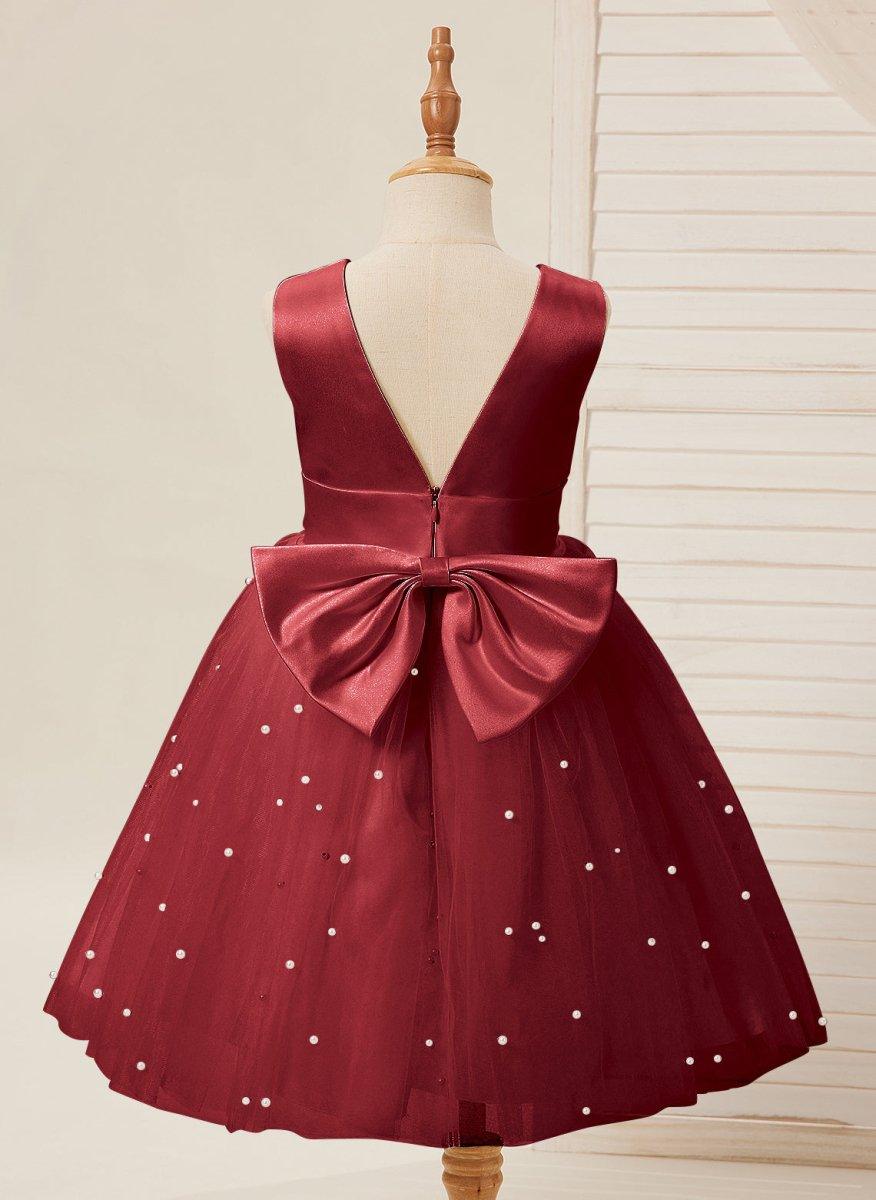Ball-Gown/Princess Satin Tulle Knee-length Flower Girl Dress - photo 6