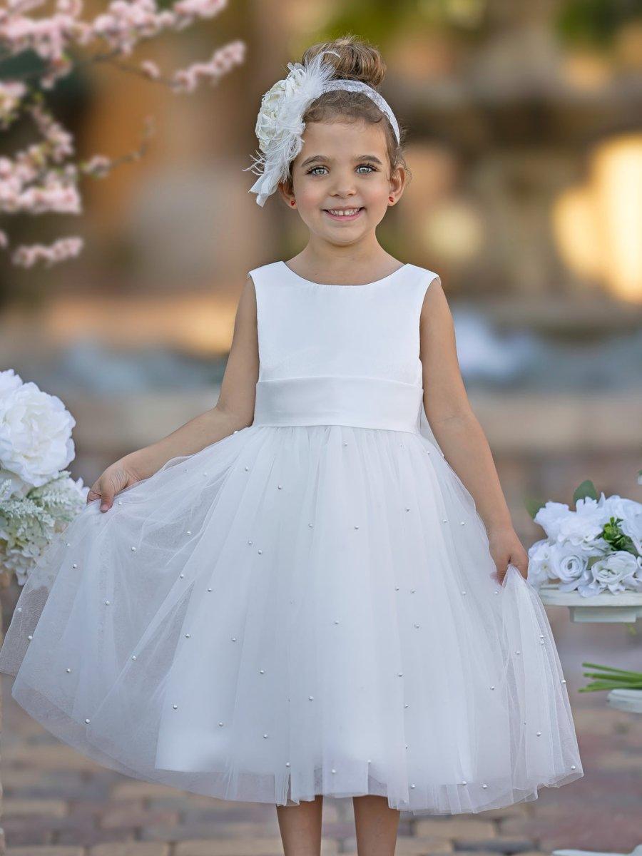 Ball-Gown/Princess Satin Tulle Knee-length Flower Girl Dress - photo 1