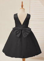 Ball-Gown/Princess Satin Tulle Knee-length Flower Girl Dress - photo 5