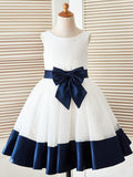 Ball-Gown/Princess Satin Tulle Knee-length Flower Girl Dress - photo 1