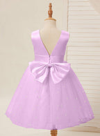 Ball-Gown/Princess Satin Tulle Knee-length Flower Girl Dress - photo 4