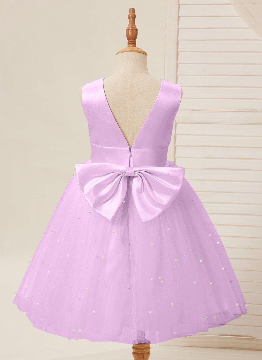 Ball-Gown/Princess Satin Tulle Knee-length Flower Girl Dress - photo 4