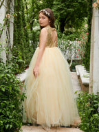 Ball-Gown/Princess Tulle Floor-length Champagne Flower Girl Dress - photo 6