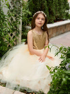 Ball-Gown/Princess Tulle Floor-length Champagne Flower Girl Dress - photo 5