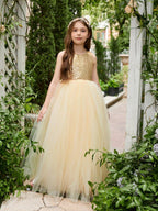 Ball-Gown/Princess Tulle Floor-length Champagne Flower Girl Dress - photo 3