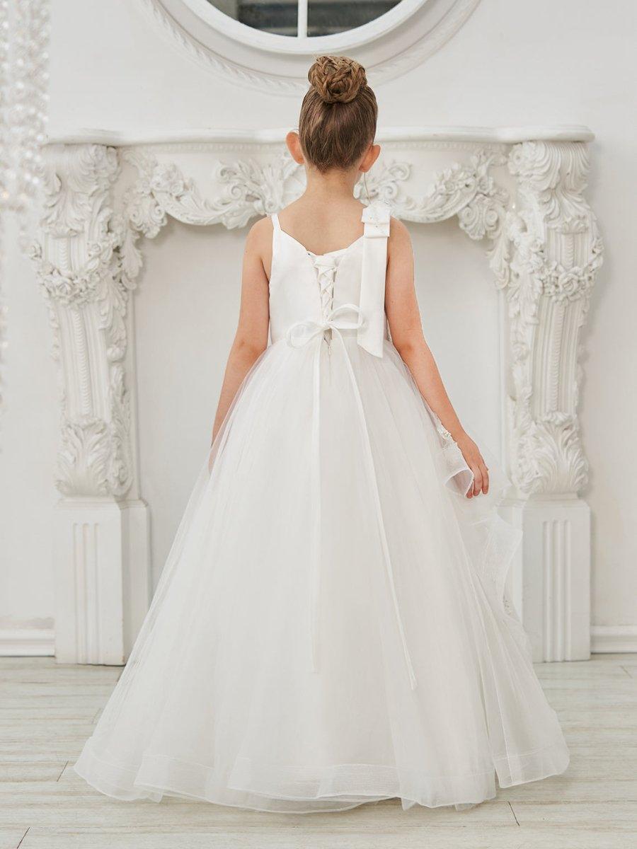 Ball-Gown/Princess Tulle Floor-length First Communion  Flower Girl Dress - photo 3