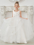 Ball-Gown/Princess Tulle Floor-length First Communion  Flower Girl Dress - photo 1