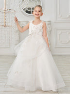 Ball-Gown/Princess Tulle Floor-length First Communion  Flower Girl Dress - photo 4