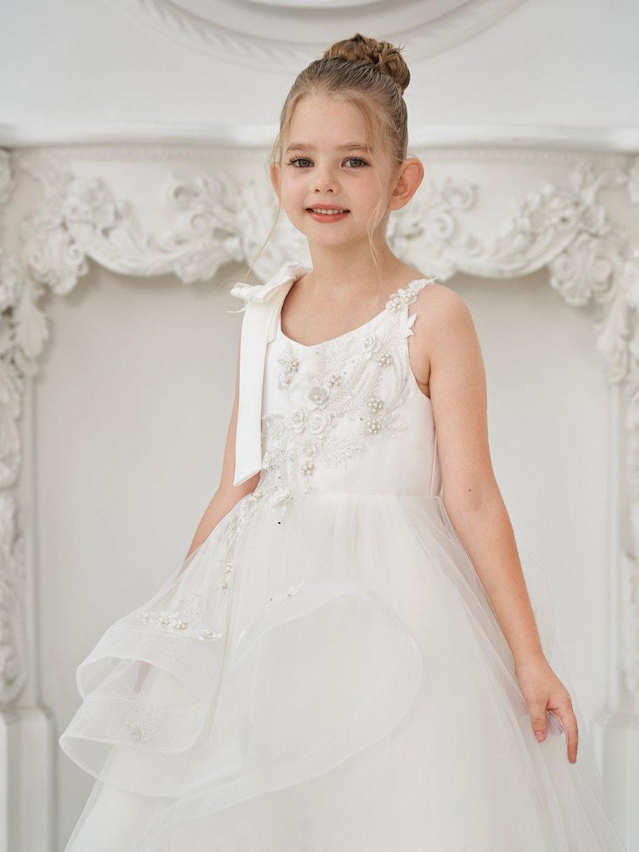 Ball-Gown/Princess Tulle Floor-length First Communion  Flower Girl Dress - photo 6