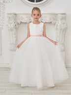 NumberSea - Ball - Gown/Princess Tulle Floor - length Ivory Flower Girl Dress