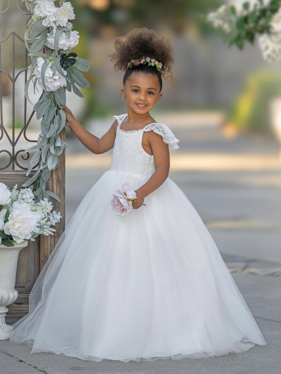 Ball-Gown/Princess Tulle Floor-length Ivory Flower Girl Dress - photo 2