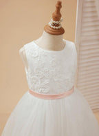 Ball-Gown/Princess Tulle Floor-length Ivory Flower Girl Dress - photo 5