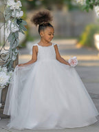 Ball-Gown/Princess Tulle Floor-length Ivory Flower Girl Dress - photo 4