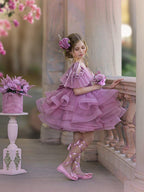 Ball-Gown/Princess Tulle Knee-length Birthday Flower Girl Dress - photo 6