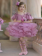 Ball-Gown/Princess Tulle Knee-length Birthday Flower Girl Dress - photo 1