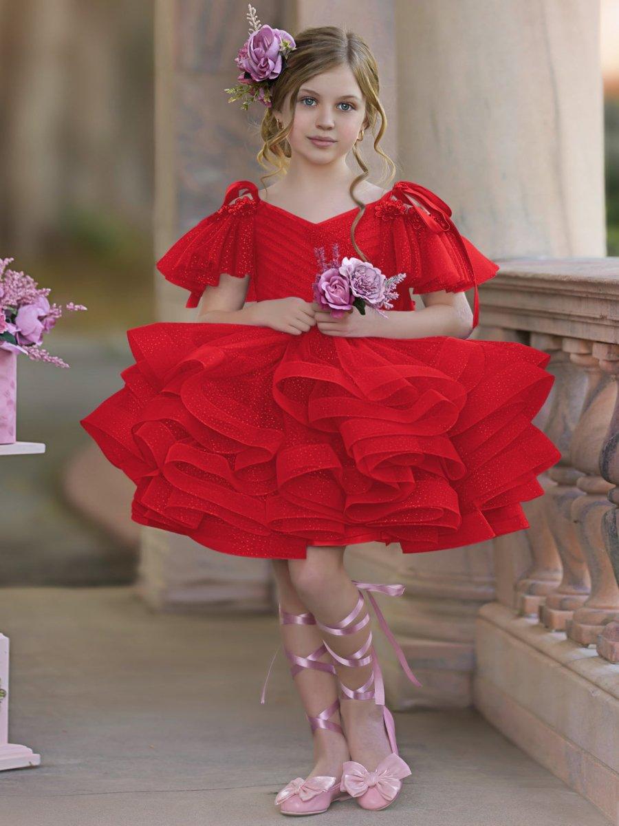 Ball-Gown/Princess Tulle Knee-length Birthday Flower Girl Dress - photo 1