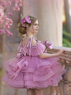 Ball-Gown/Princess Tulle Knee-length Birthday Flower Girl Dress - photo 6