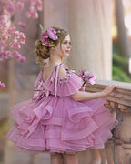 Ball-Gown/Princess Tulle Knee-length Birthday Flower Girl Dress - photo 4