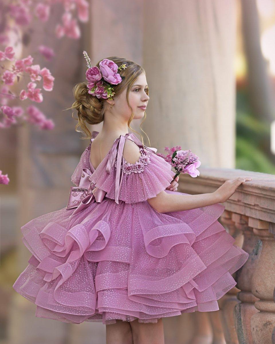 Ball-Gown/Princess Tulle Knee-length Birthday Flower Girl Dress - photo 4