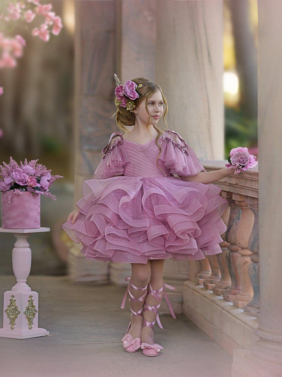 Ball-Gown/Princess Tulle Knee-length Birthday Flower Girl Dress - photo 3