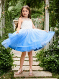 Ball-Gown/Princess Tulle Knee-length Blue Flower Girl Dress - photo 1