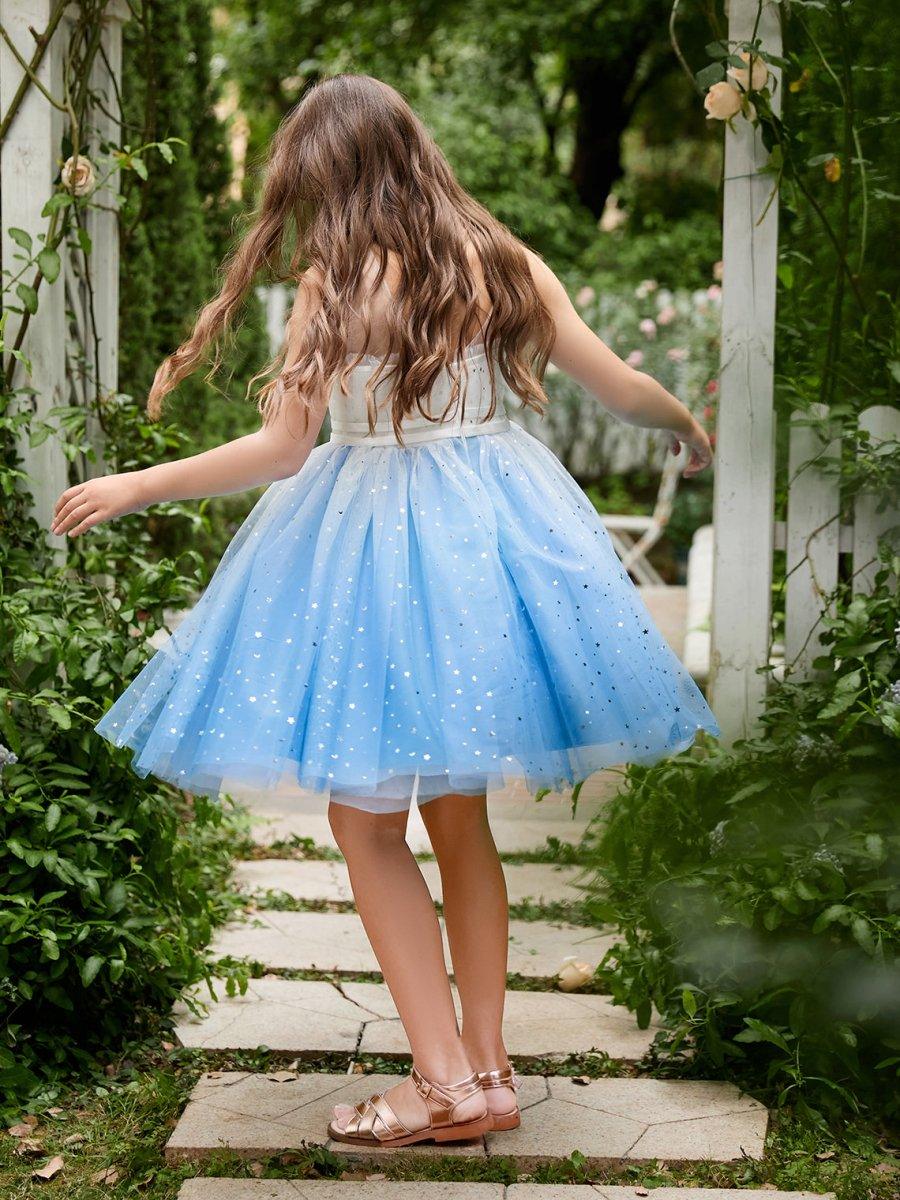 Ball-Gown/Princess Tulle Knee-length Blue Flower Girl Dress - photo 6