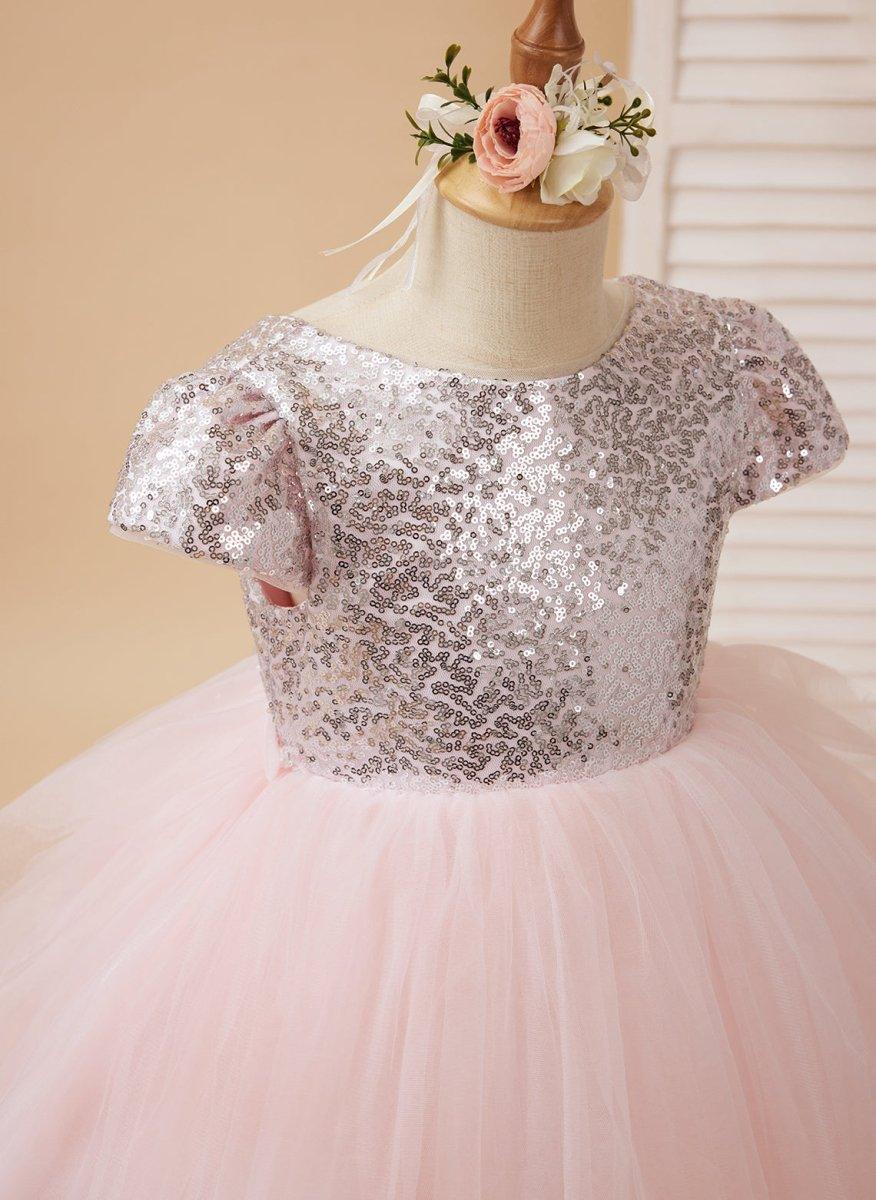 Ball-Gown/Princess Tulle Pink Birthday Flower Girl Dress - photo 2