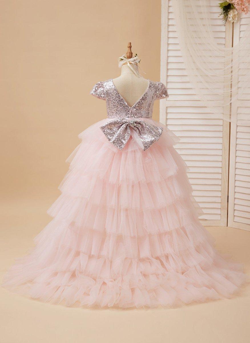 Ball-Gown/Princess Tulle Pink Birthday Flower Girl Dress - photo 3
