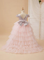 Ball-Gown/Princess Tulle Pink Birthday Flower Girl Dress - photo 3