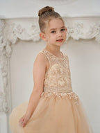 Ball-Gown/Princess Tulle Sweep Train Champagne Flower Girl Dress - photo 6