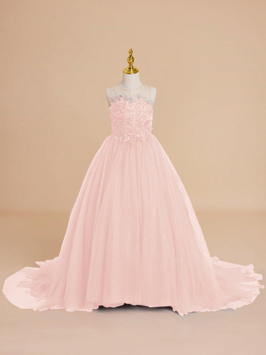 Ball-Gown/Princess Tulle Sweep Train Flower Girl Dress - photo 3