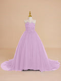 Ball-Gown/Princess Tulle Sweep Train Flower Girl Dress - photo 4