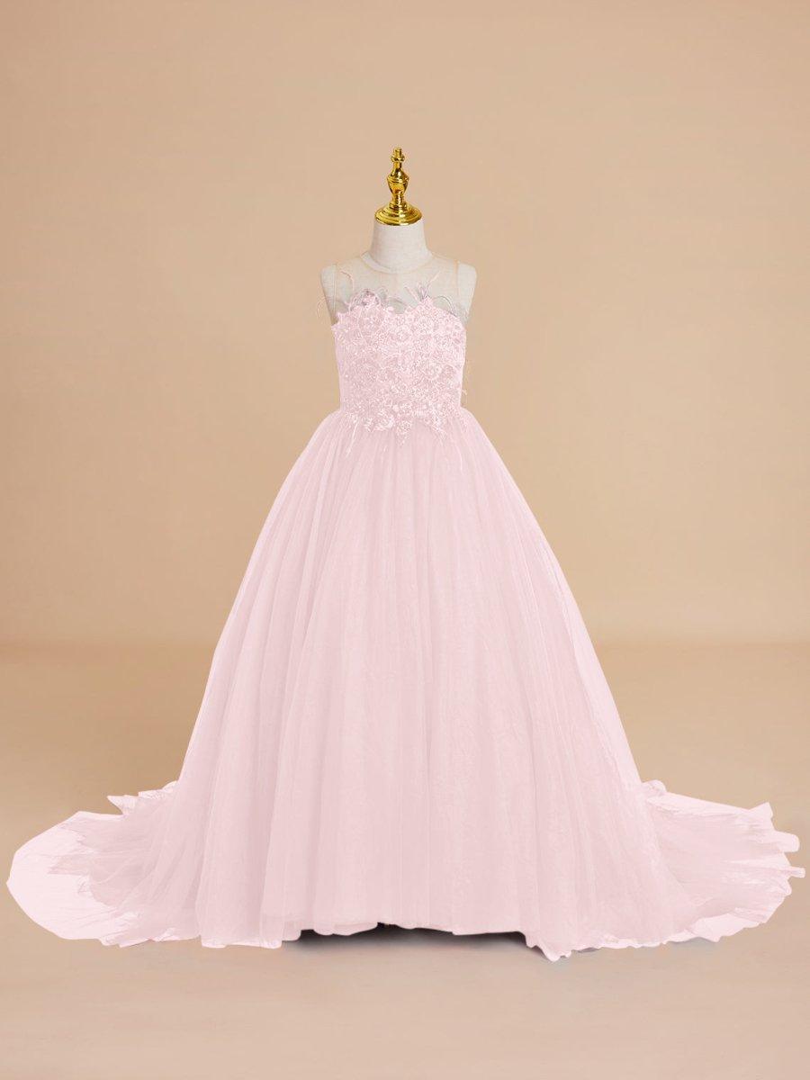 Ball-Gown/Princess Tulle Sweep Train Flower Girl Dress - photo 6