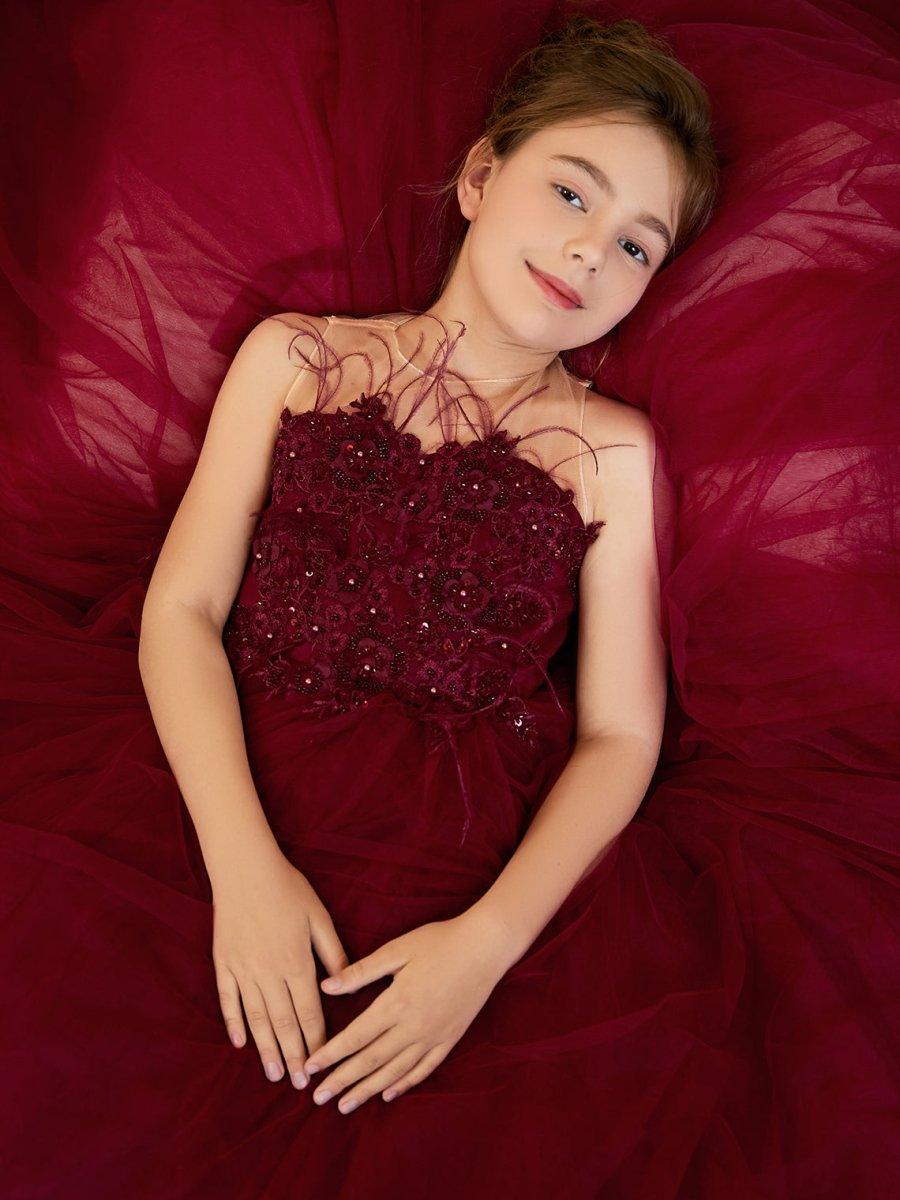 Ball-Gown/Princess Tulle Sweep Train Flower Girl Dress - photo 6