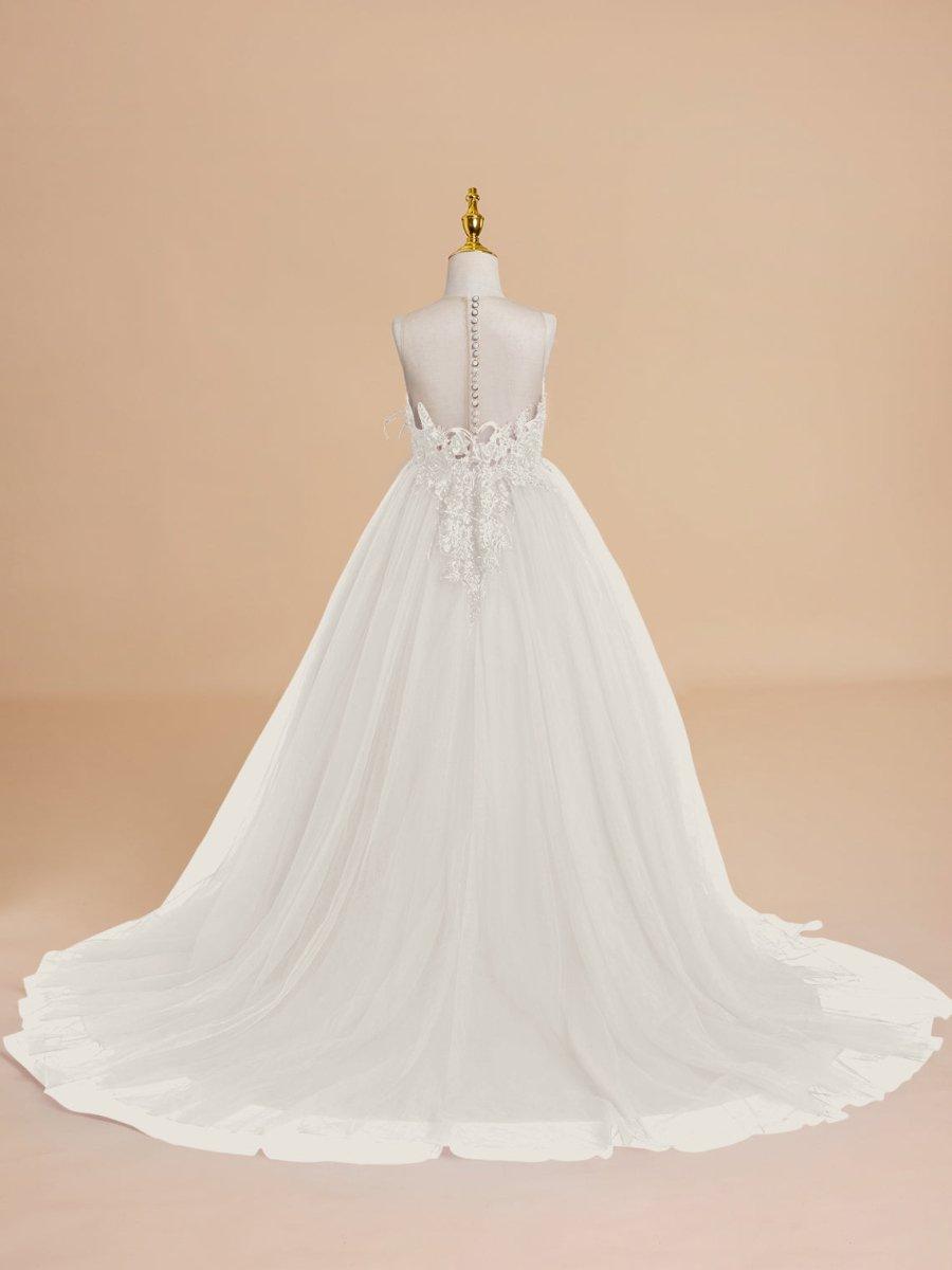 Ball-Gown/Princess Tulle Sweep Train Flower Girl Dress - photo 1