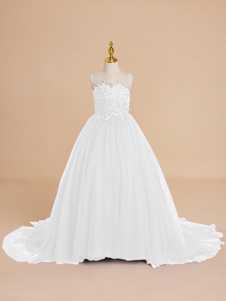 Ball-Gown/Princess Tulle Sweep Train Flower Girl Dress - photo 3