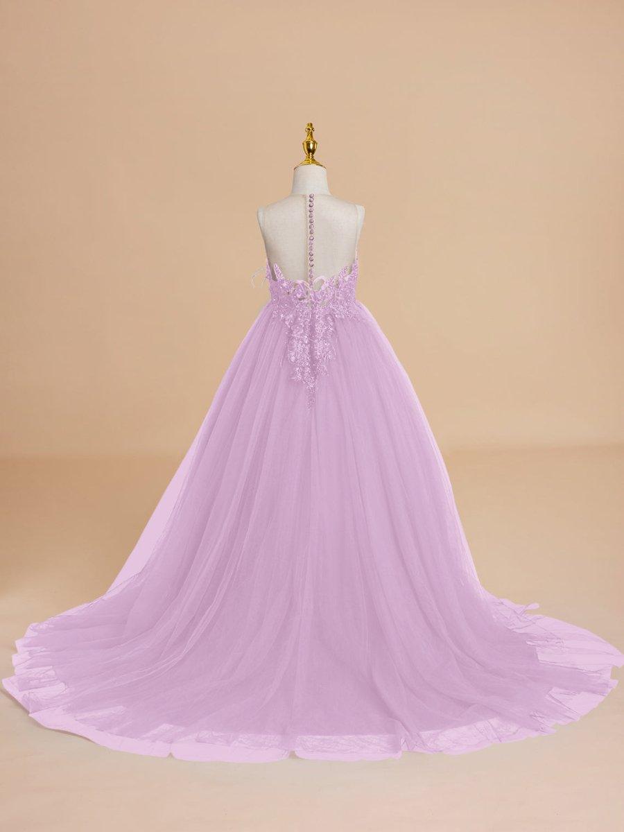 Ball-Gown/Princess Tulle Sweep Train Flower Girl Dress - photo 5