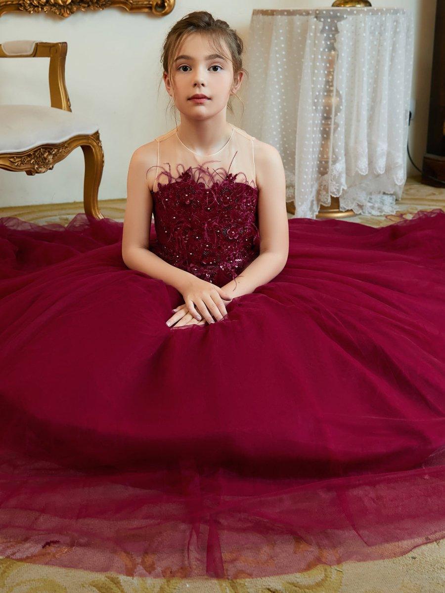 Ball-Gown/Princess Tulle Sweep Train Flower Girl Dress - photo 4