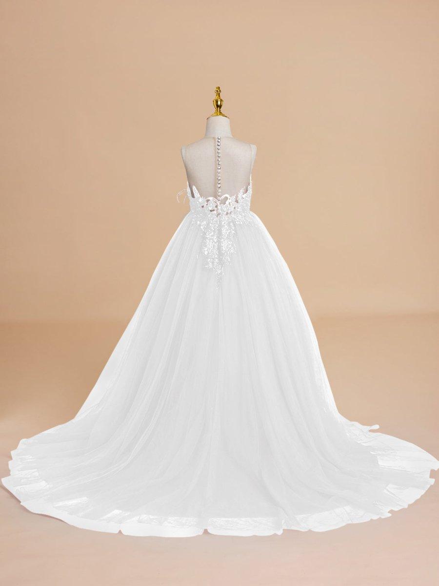 Ball-Gown/Princess Tulle Sweep Train Flower Girl Dress - photo 4