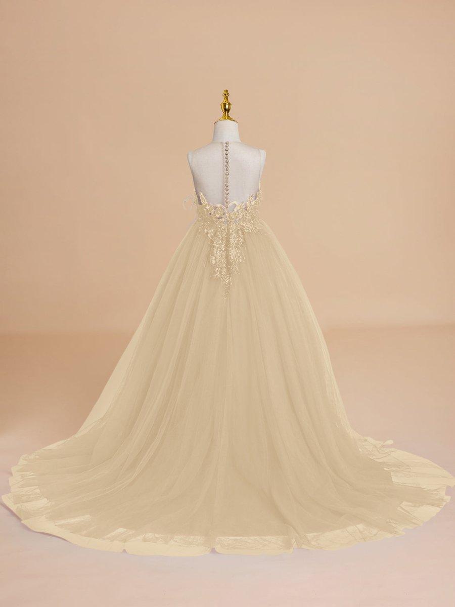 Ball-Gown/Princess Tulle Sweep Train Flower Girl Dress - photo 6