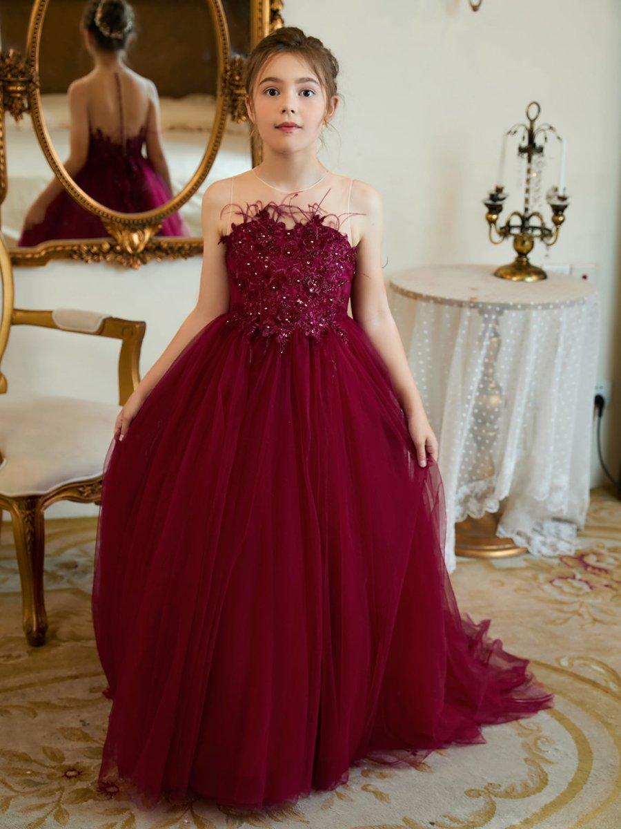Ball-Gown/Princess Tulle Sweep Train Flower Girl Dress - photo 3
