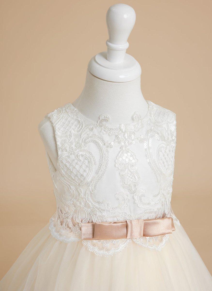 Ball-Gown/Princess Tulle Sweep Train Ivory  Flower Girl Dress - photo 6